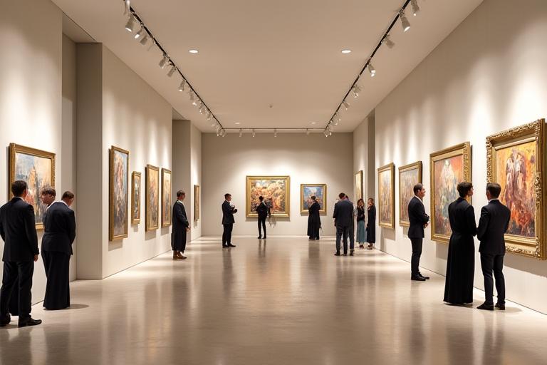 ホテル内のモダンアートギャラリー展示
