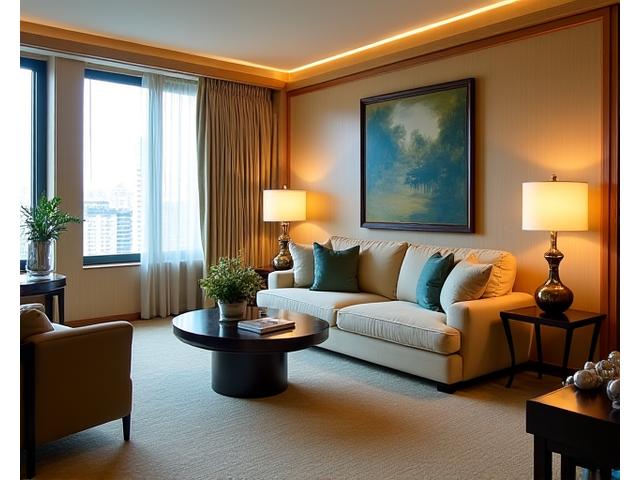 Luxurious living room in a Shinju Suites premium suite
